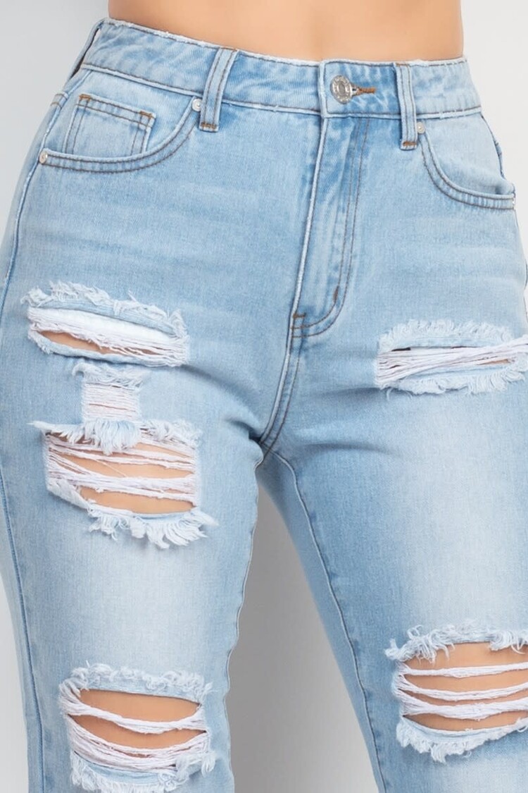Distressed Mom Denim Jeans