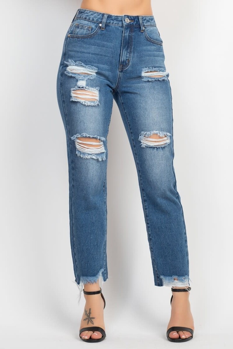 Distressed Mom Denim Jeans