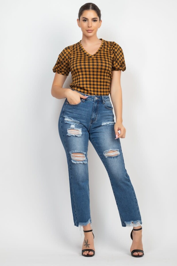 Distressed Mom Denim Jeans