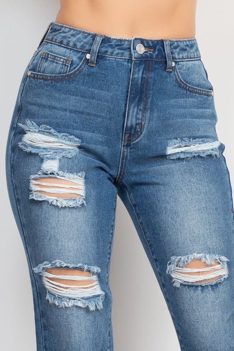 Distressed Mom Denim Jeans