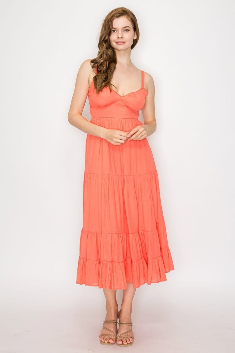 Tiered Cutout Midi Dress