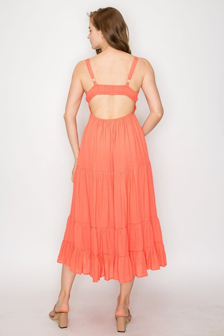 Tiered Cutout Midi Dress