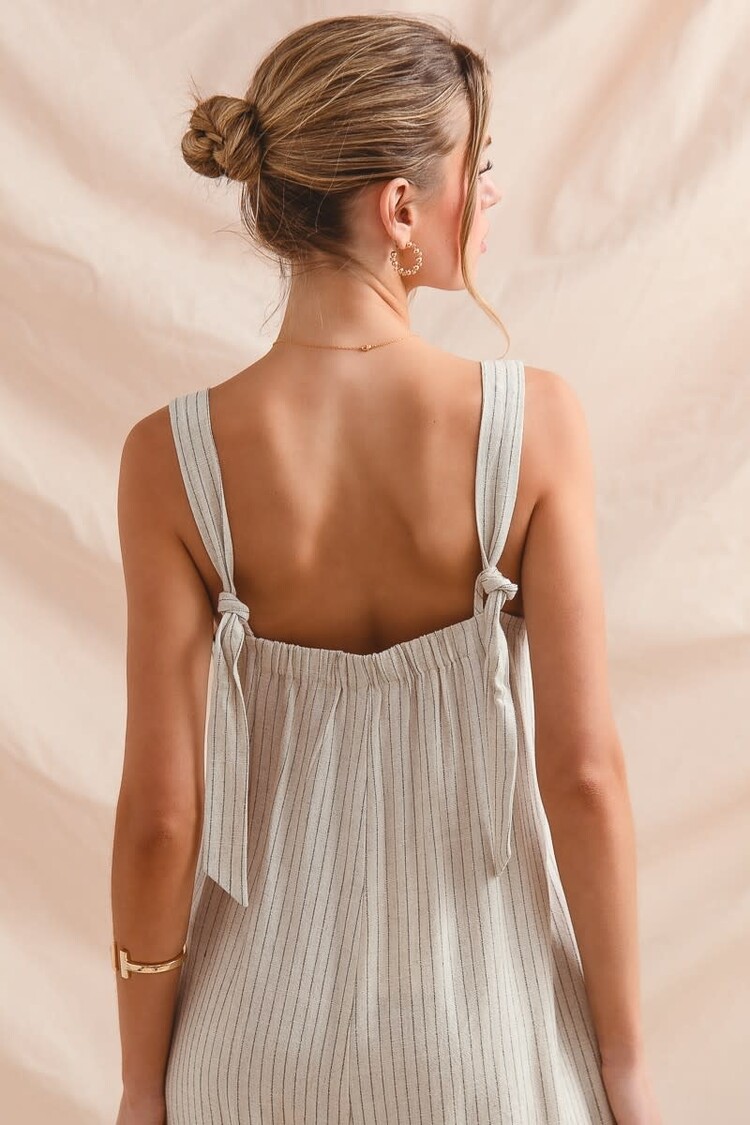 Linen Blend Button Front Jumpsuit