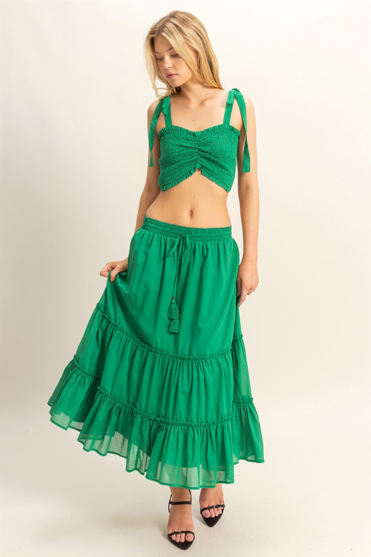 2-Piece Ruched Top/Maxi Skirt Set