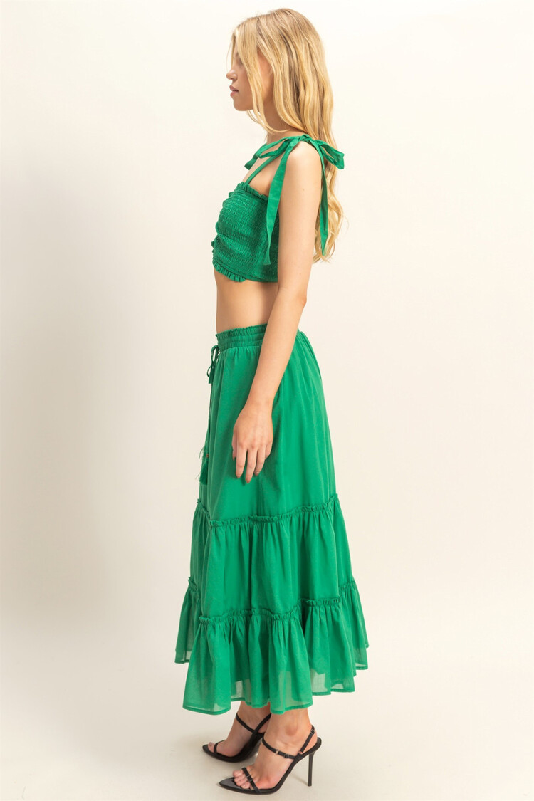 2-Piece Ruched Top/Maxi Skirt Set