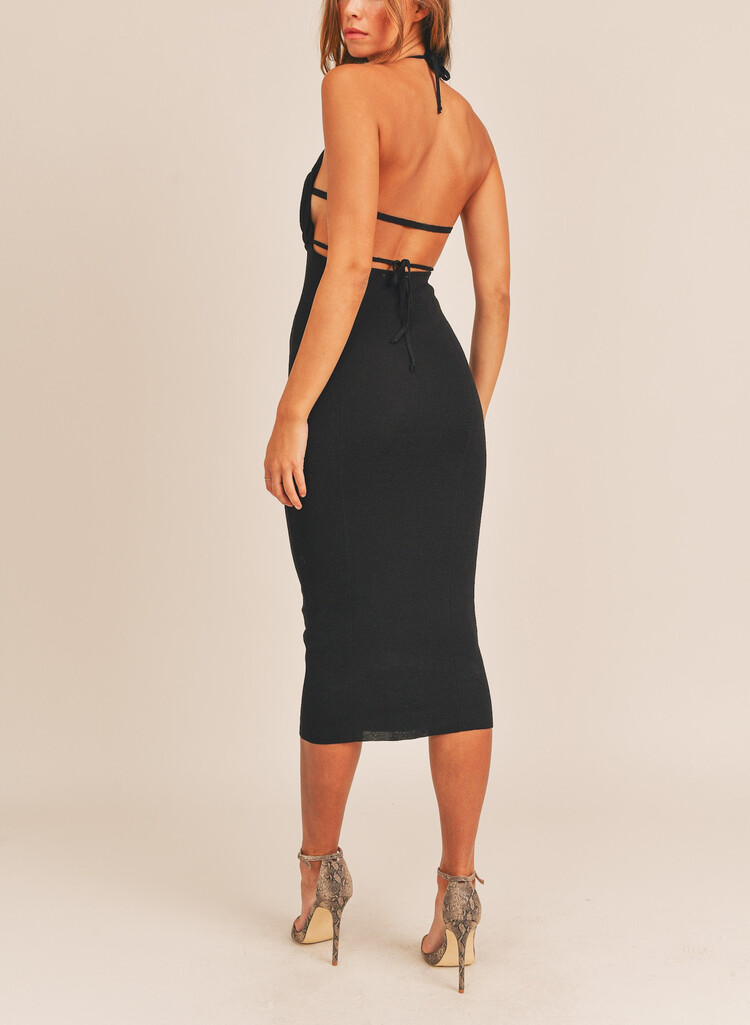 Ribbed Halter Midi Dress