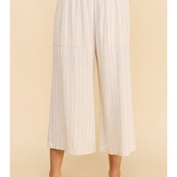 Pinstripe Linen Cropped Pants