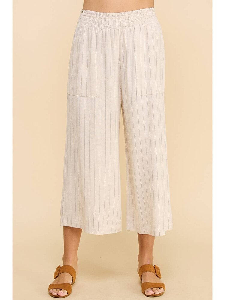 Pinstripe Linen Cropped Pants
