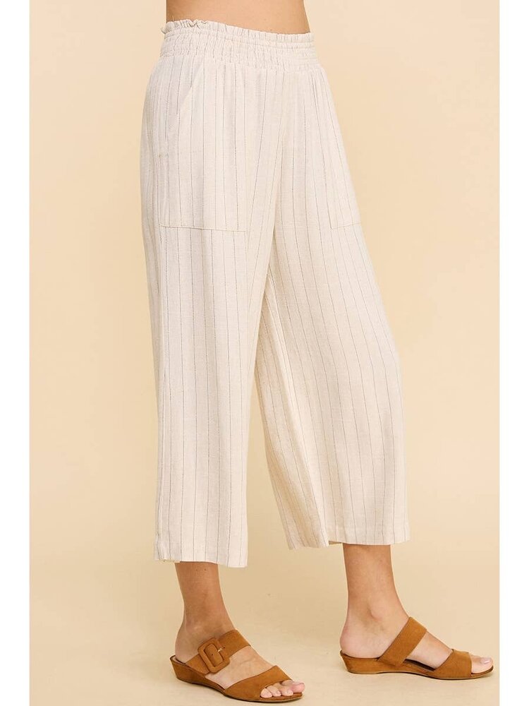 Pinstripe Linen Cropped Pants