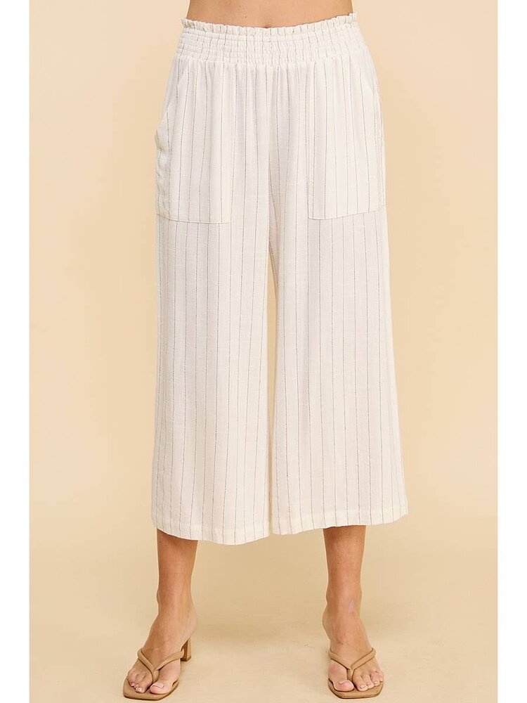 Pinstripe Linen Cropped Pants