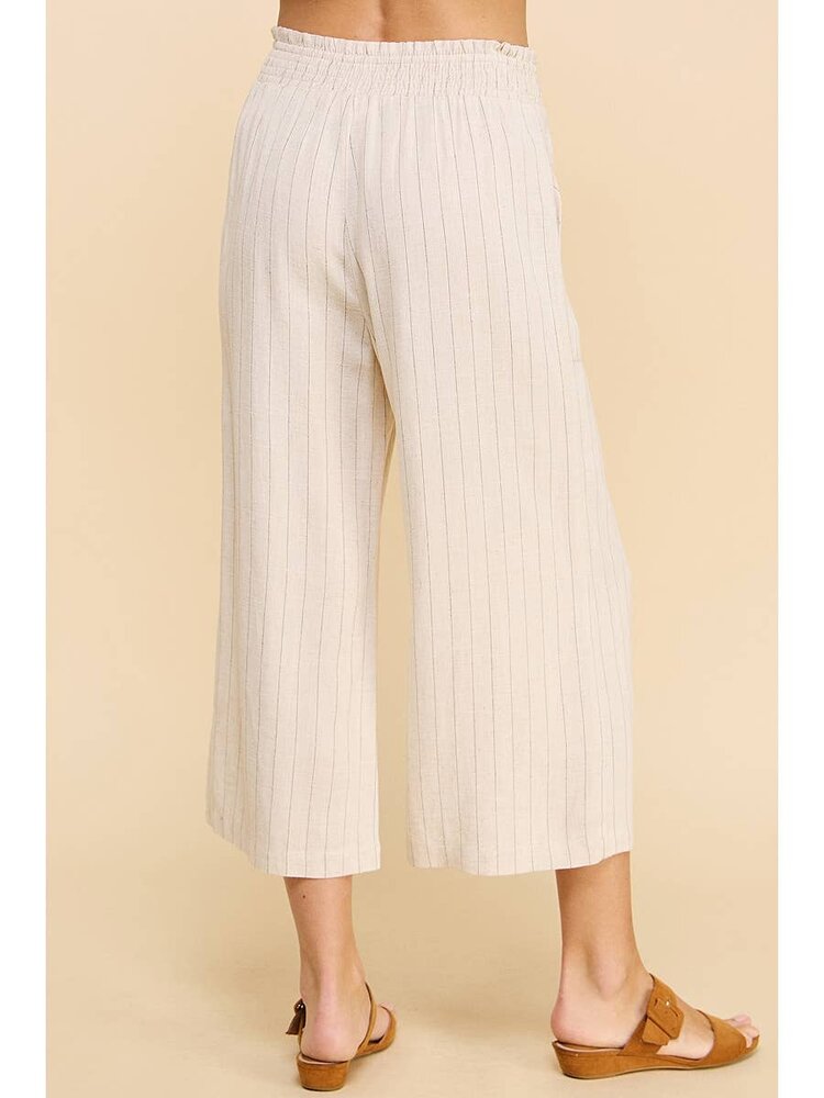 Pinstripe Linen Cropped Pants