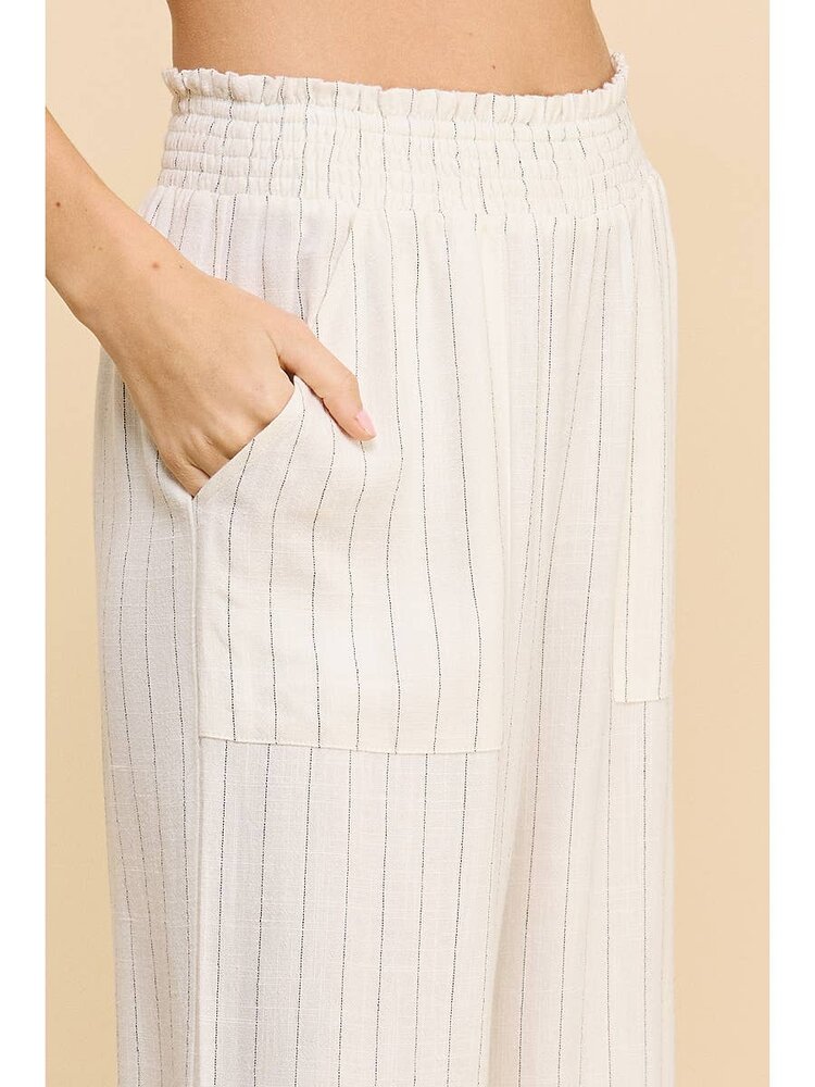 Pinstripe Linen Cropped Pants