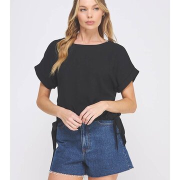 Pinstripe Linen Side Tie Top