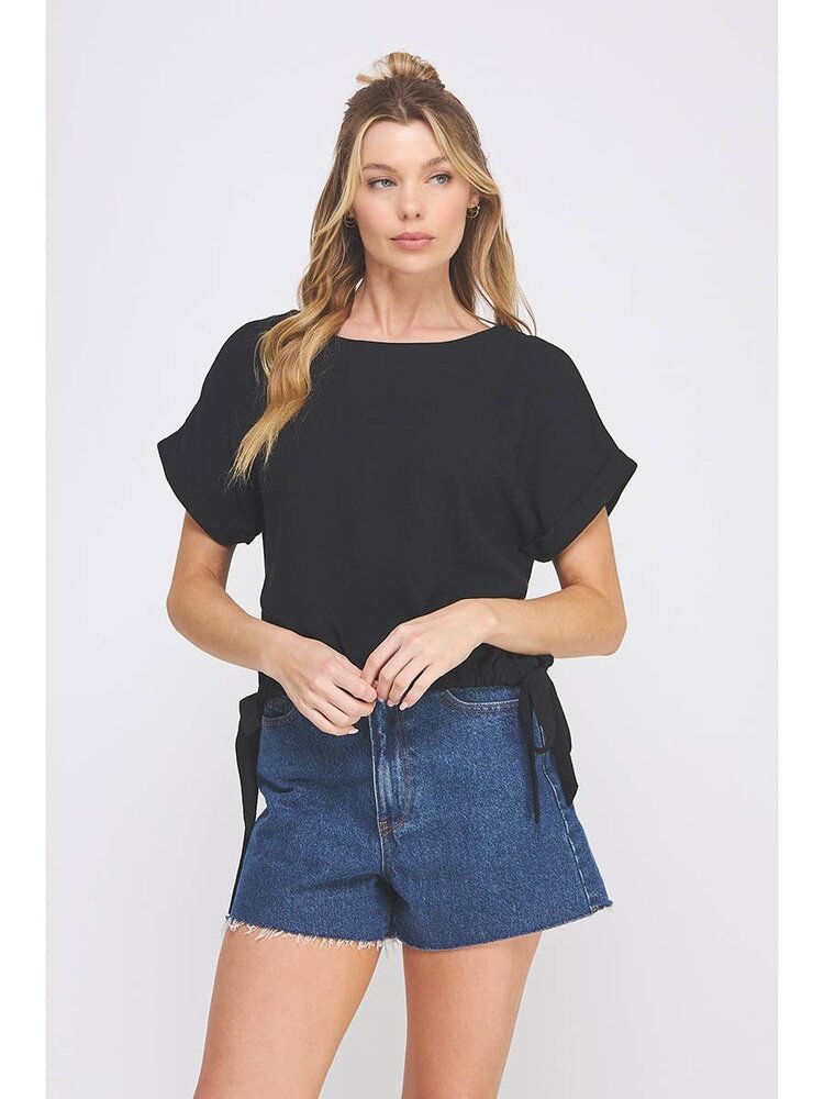 Pinstripe Linen Side Tie Top