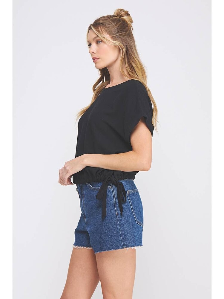 Pinstripe Linen Side Tie Top