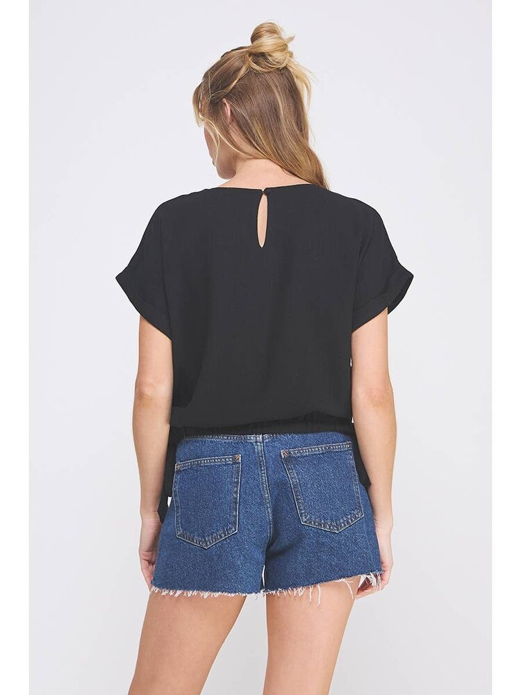 Pinstripe Linen Side Tie Top