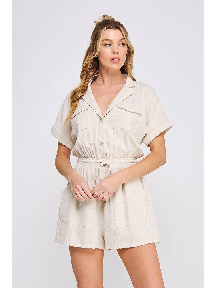 Pinstripe Linen Safari Romper