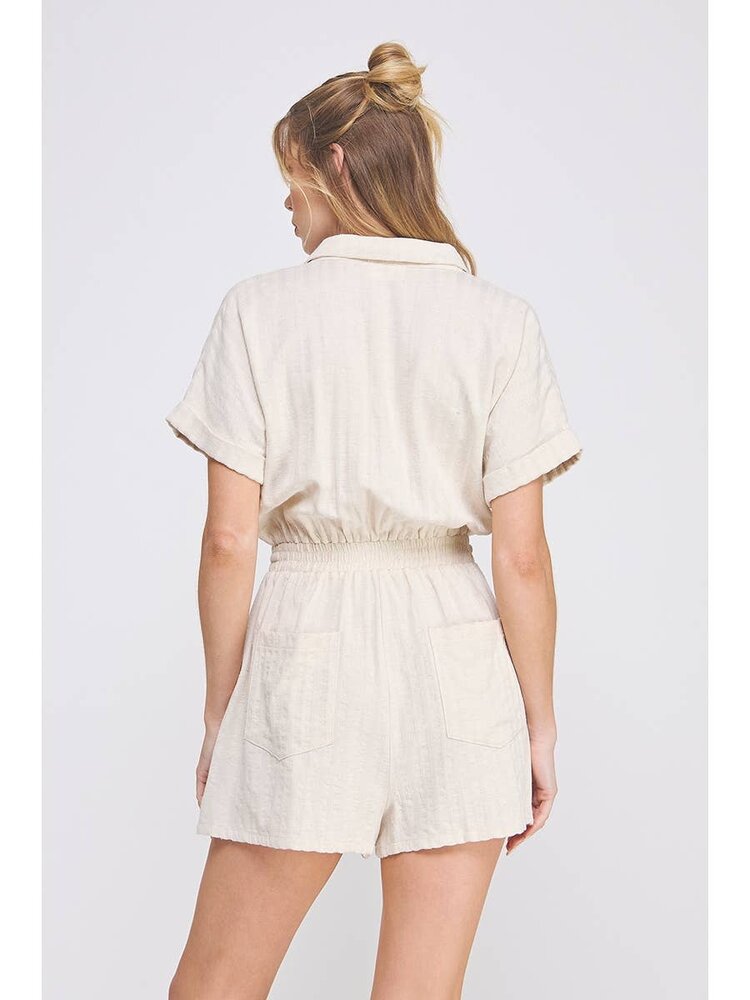 Pinstripe Linen Safari Romper