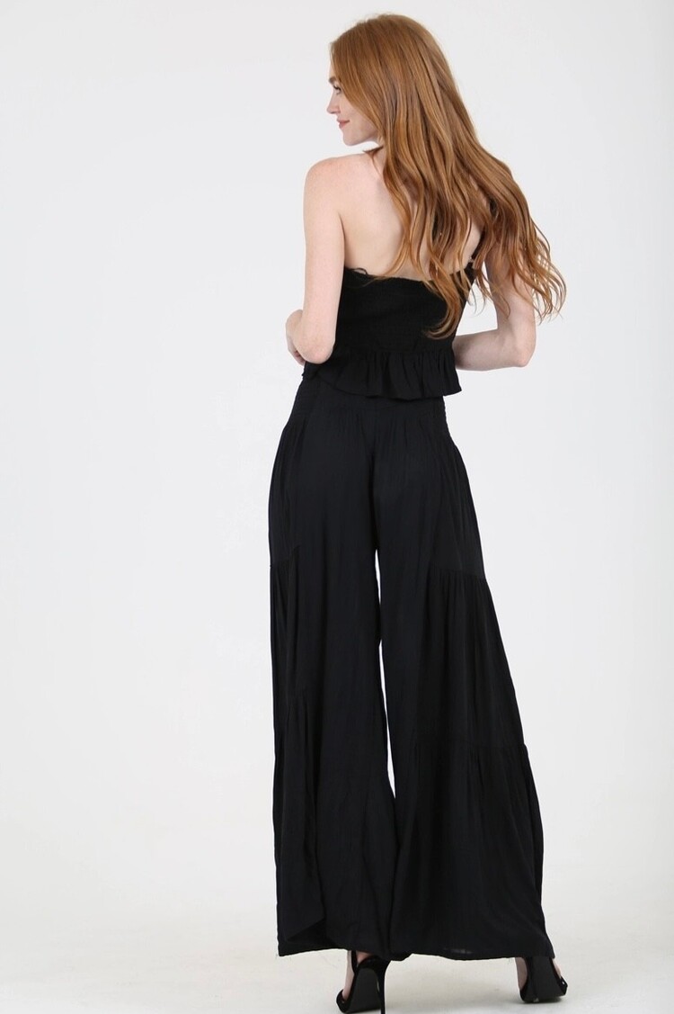 Tie Waist Tiered Wide Leg