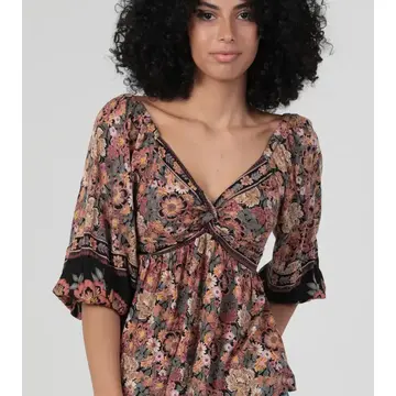 V Neck Twist Front Blouse