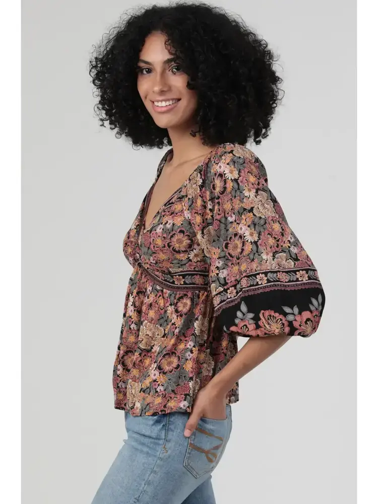 V Neck Twist Front Blouse