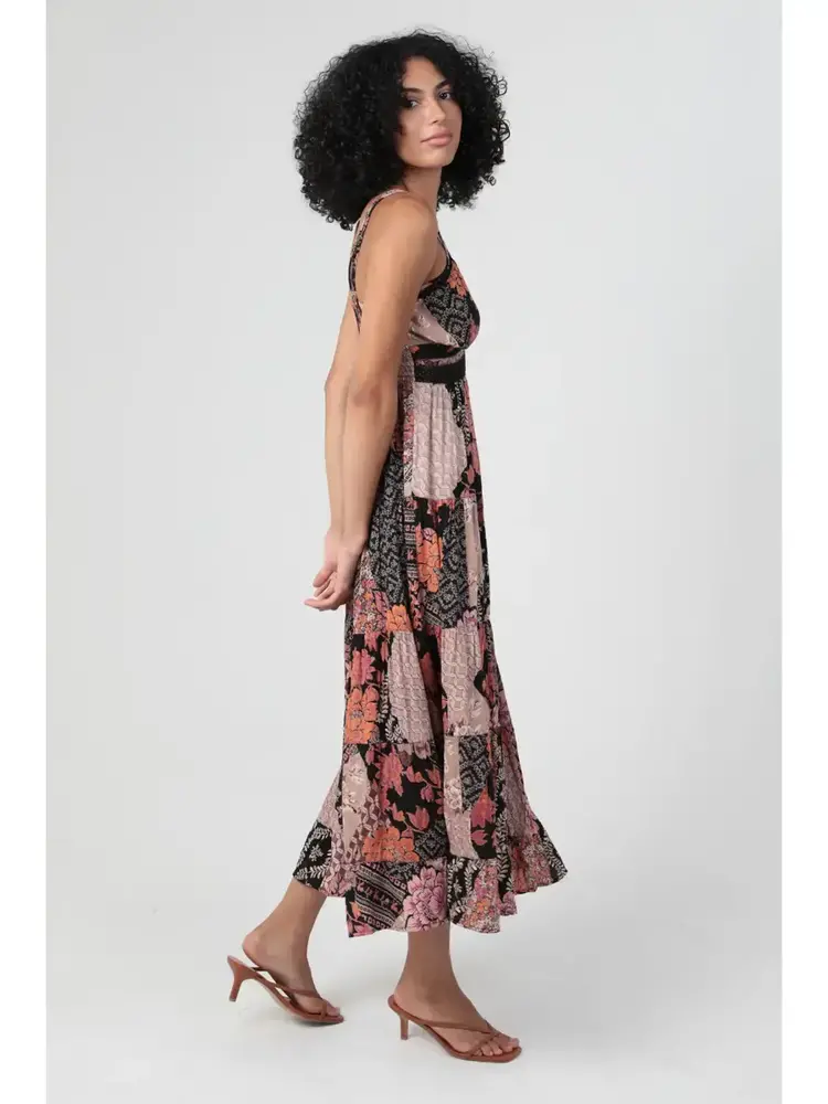 V Neck Lace Trim Maxi Dress