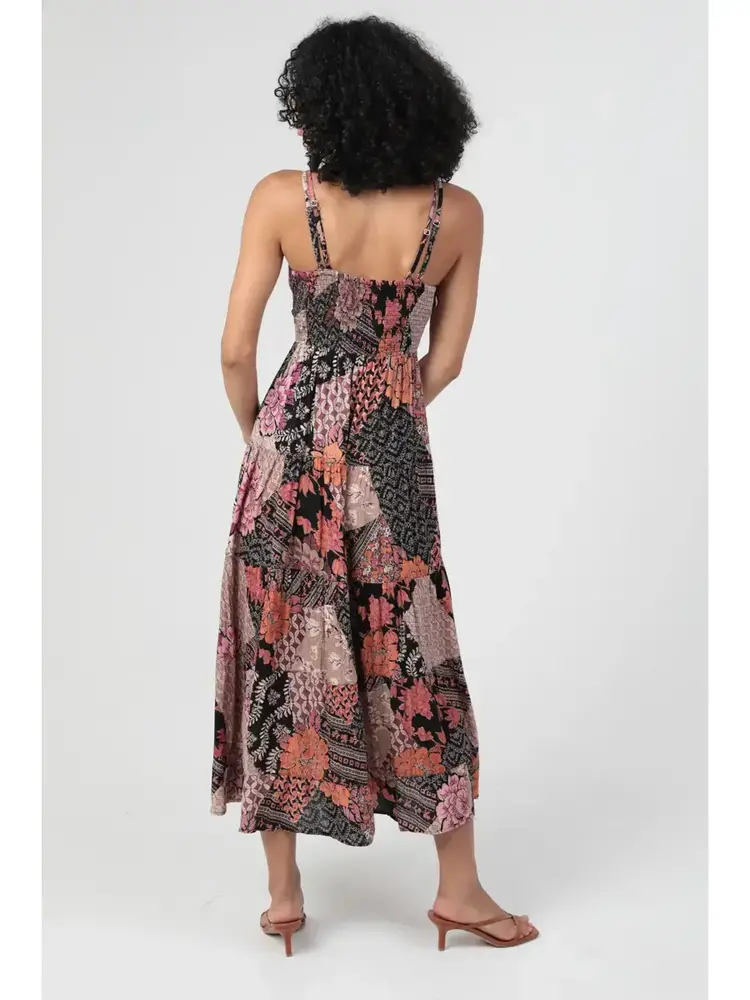 V Neck Lace Trim Maxi Dress