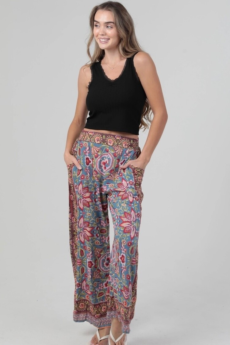 Wide Leg Floral Pants