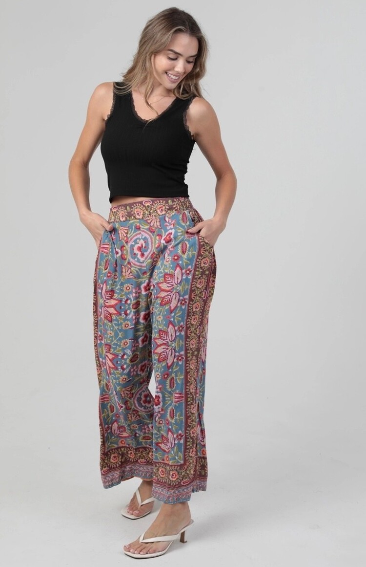 Wide Leg Floral Pants