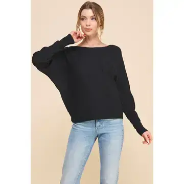 Fine Gauge Sweater w/Textured Sleeves