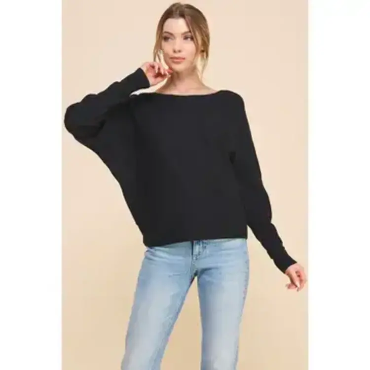Fine Gauge Sweater w/Textured Sleeves