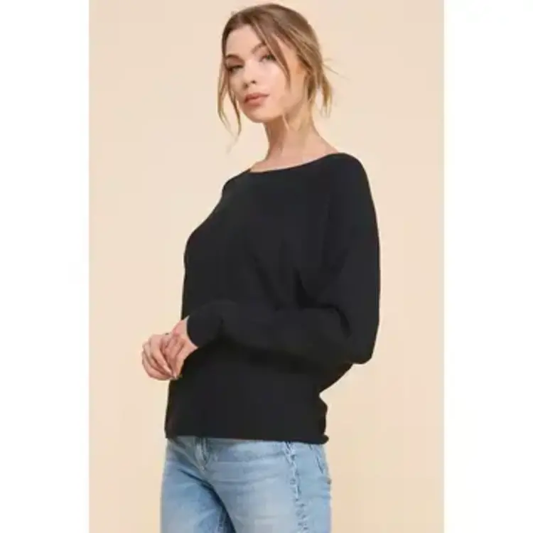 Fine Gauge Sweater w/Textured Sleeves