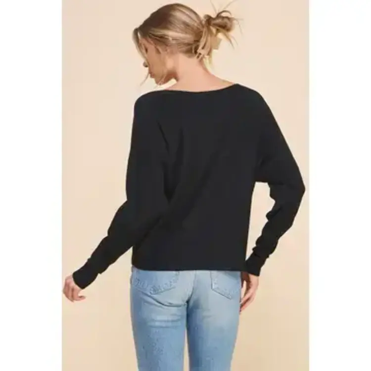 Fine Gauge Sweater w/Textured Sleeves