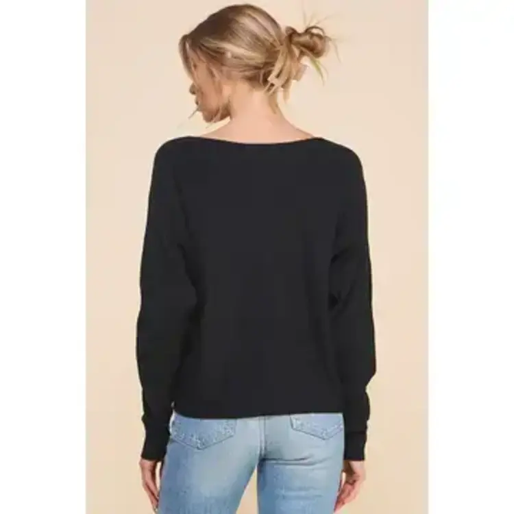 Fine Gauge Sweater w/Textured Sleeves