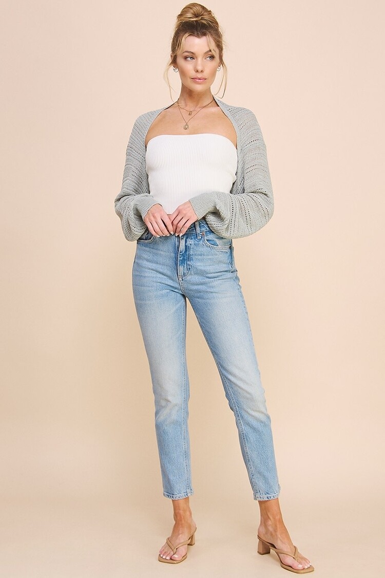 Shimmer Pointelle Sweater Shawl