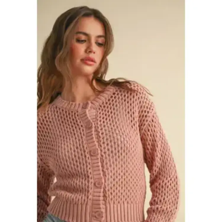 Crochet Knit Button Down Cardigan