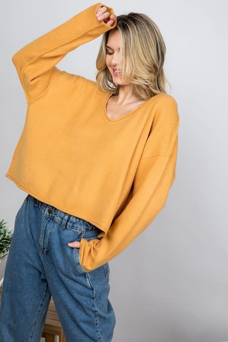 Rolled Edge Hem Sweater Top