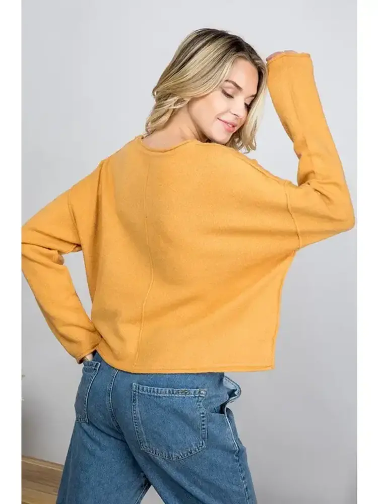 Rolled Edge Hem Sweater Top