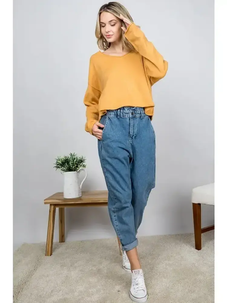 Rolled Edge Hem Sweater Top