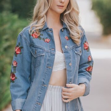 Embroidered Floral Denim Jacket