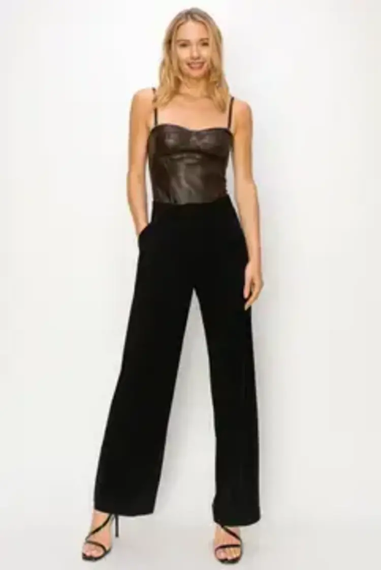 Faux Leather Bustier Bodysuit