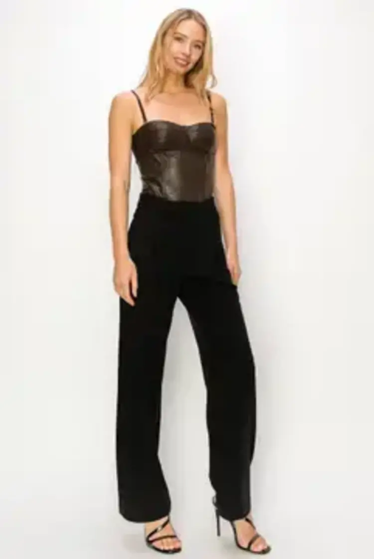 Faux Leather Bustier Bodysuit