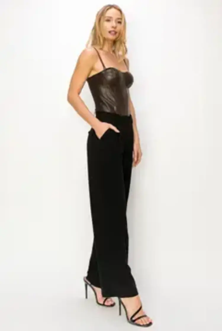 Faux Leather Bustier Bodysuit