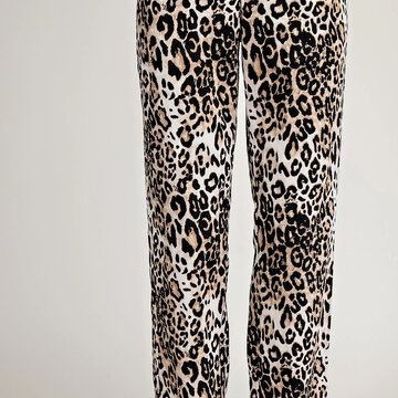 Stretch Twill Leopard Pants