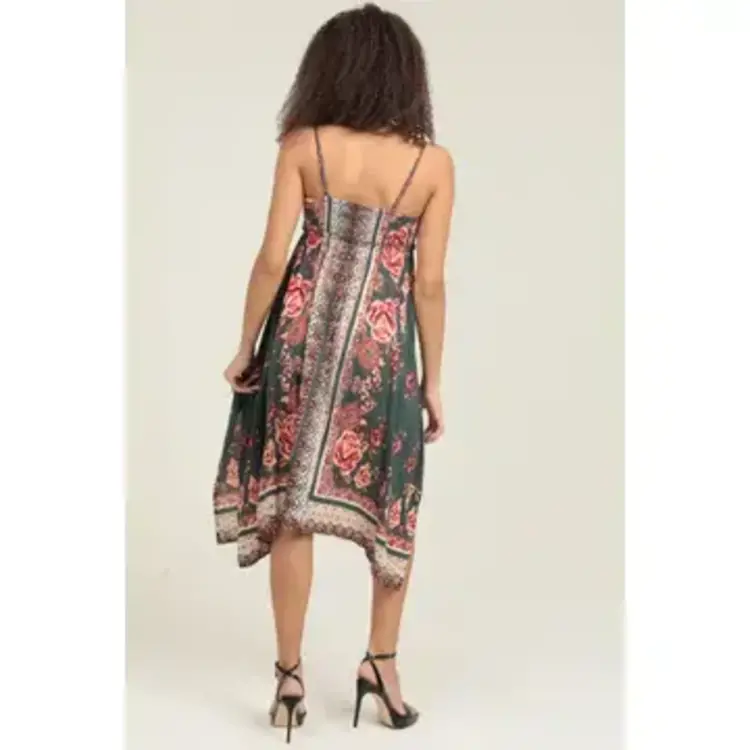 V Neck Hanky Hem Maxi Dress