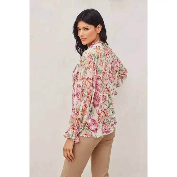 Floral Ruffled Collar Blouse