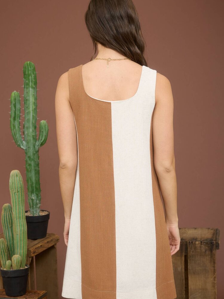 Stripe Sleeveless Linen Mini Dress