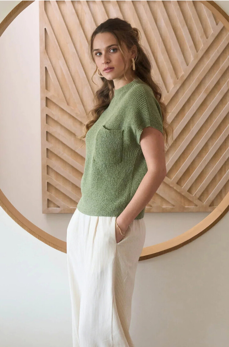 Mock Neck Short Sleeve Sweater Top