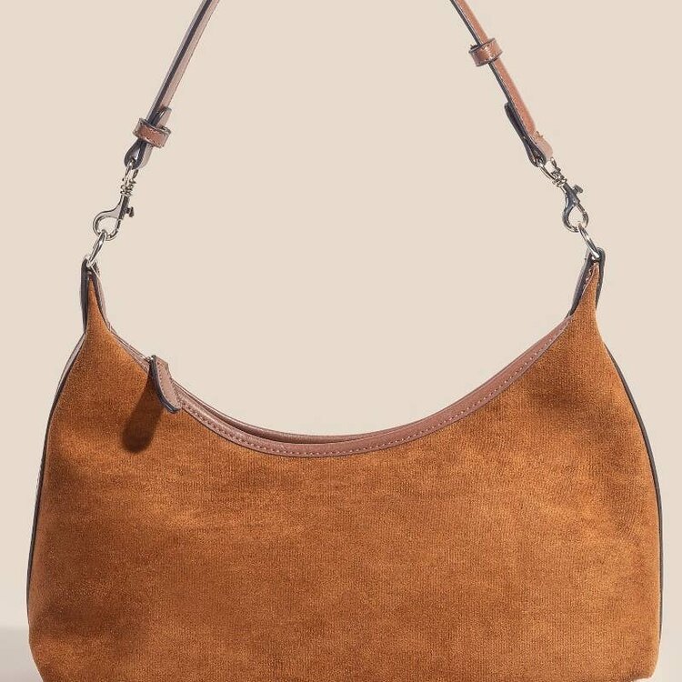 Faux Suede Handbag Brown