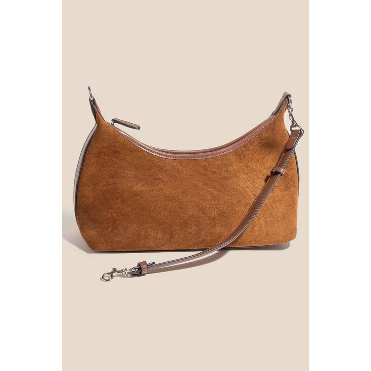 Faux Suede Handbag Brown